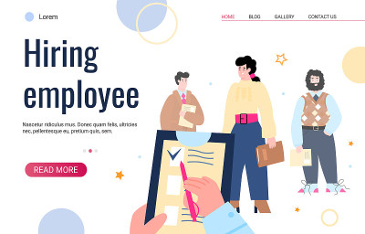 Hiring employee website page with job candidates f