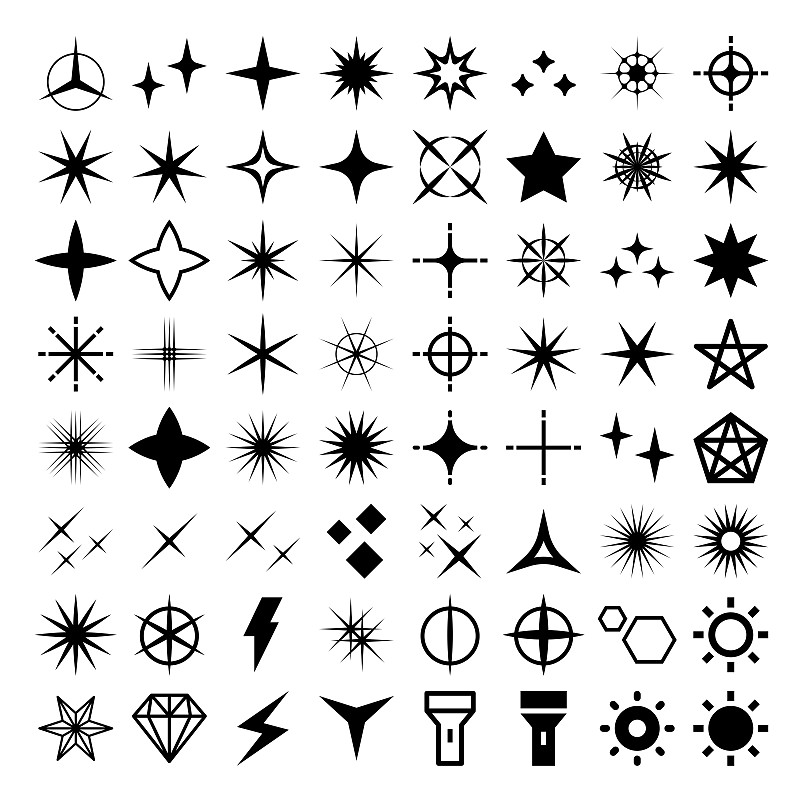 Stars and sparks. Flash icon set.