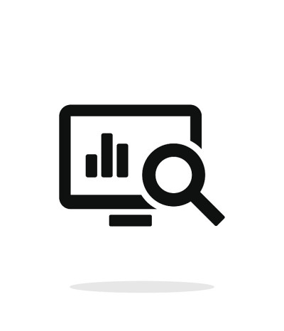 Search chart icon on white background.