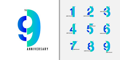 一套周年纪念标志。现代丰富多彩的周年庆典图标设计公司简介，小册子，传单，杂志，宣传册海报，网页，邀请