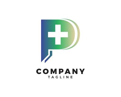 P首字母交叉医疗符号设计模板元素