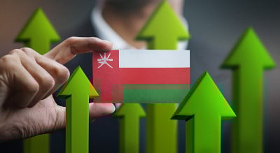 国家增长概念，绿色之箭-商人持牌阿曼旗