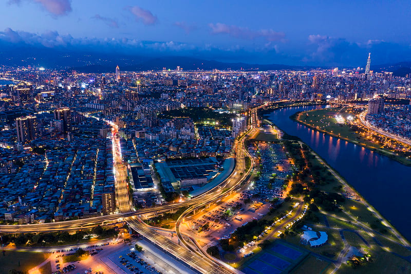 台北夜景鸟瞰，台湾