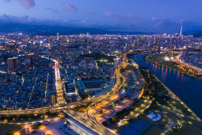 台北夜景鸟瞰，台湾