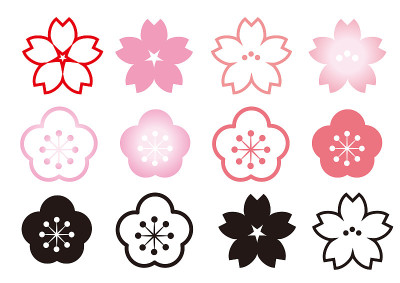 樱花和梅子的图标集