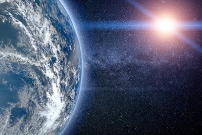 行星地球，从太空观察(图片元素由美国宇航局提供)