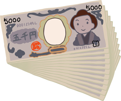 Bunch of  Cute hand-painted Japanese 5000 yen note