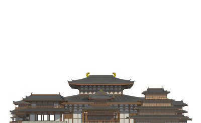旧的日本建筑孤立在白色背景的3d插图