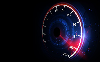 Speed motion background with fast speedometer car.