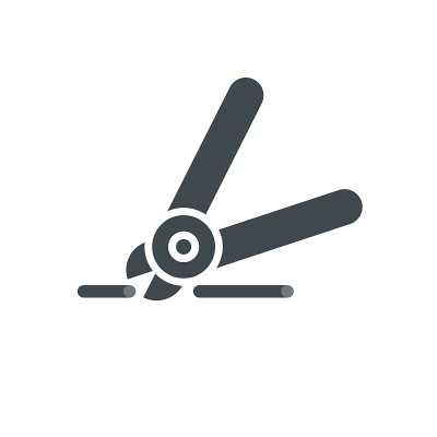 简单的钢丝切割机图标。布线和电气化工作标志。