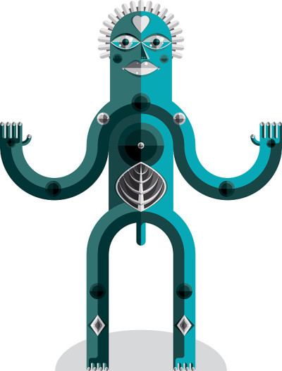 现代主义色彩丰富的矢量插图，立体主义