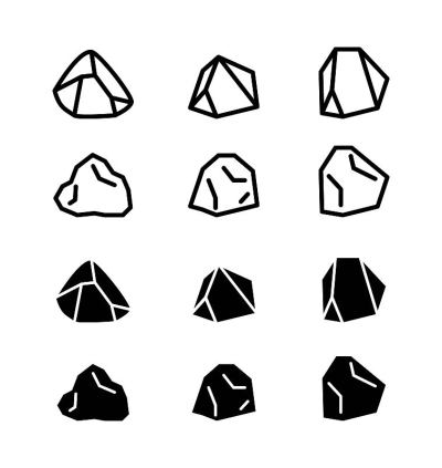 石头图标，矢量插图