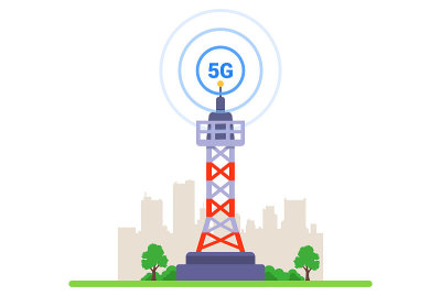 白色背景下的5G塔