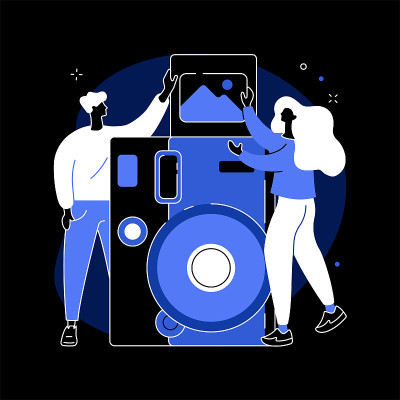 摄影工作坊抽象概念矢量插图。