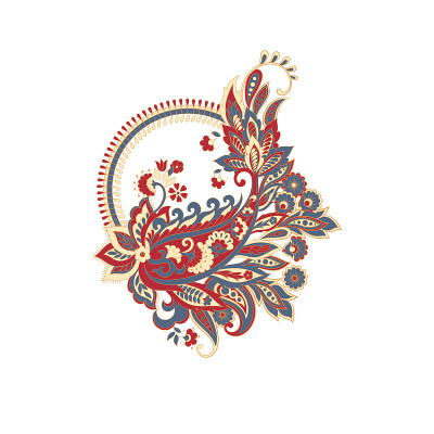 佩斯利矢量模式。孤立的亚洲插图