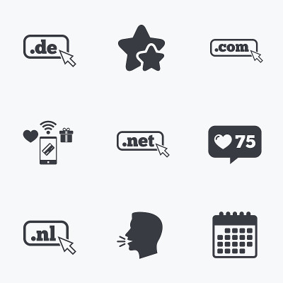 顶级域名的迹象。De, Com, Net和Nl。