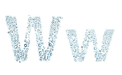 水滴字母w，孤立白色