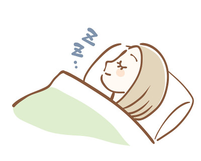 Illustration of a woman sleeping sideways