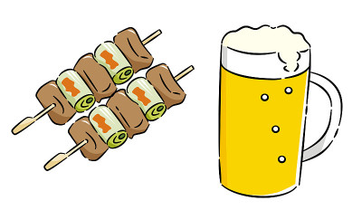 肉串和啤酒图标