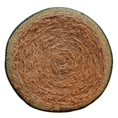 白色上孤立的圆形干草捆
