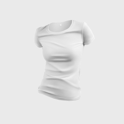 时尚白t恤模板，空白服装3D渲染，用于设计展示，网店广告。
