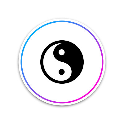 阴阳符号的和谐和平衡图标孤立在白色的背景。圆形白色按钮。矢量图