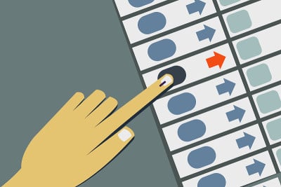 Hand casting vote in Electronic voting machine