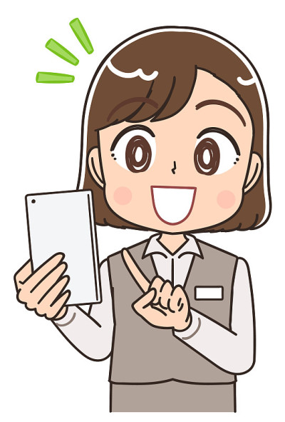 穿着制服的年轻女职员。她使用智能手机。