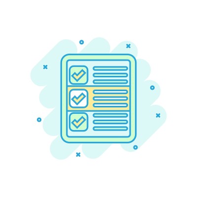 Questionnaire icon in comic style. Online survey v