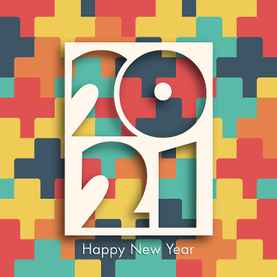 2021年新年快乐文本设计向量。