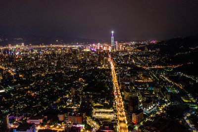 台北市区的天际线，台湾。