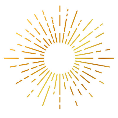 Vector Big Golden Sunburst, rounded corner