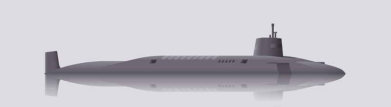 向量潜艇。水下军舰。孤立的插图