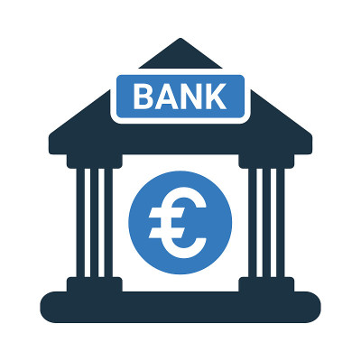 European bank icon. Simple vector graphics.
