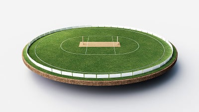 板球场地面挖出地球空操场3d插图
