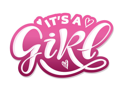 Vector illustration of It's a Girl text for clothe