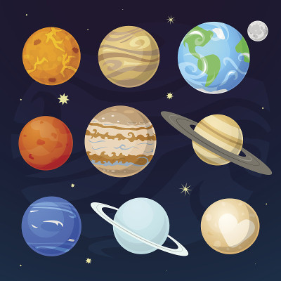 太阳系的行星，矢量插图