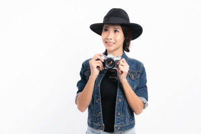 游客女游客肖像。