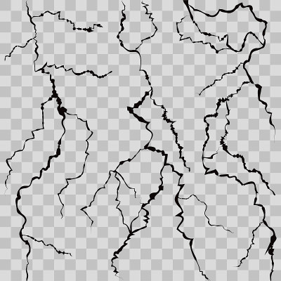 真实详细的3d墙壁裂缝集。向量