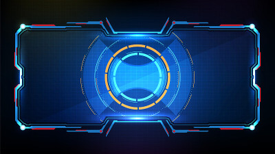 抽象未来的蓝色发光技术科幻框架hud UI背景