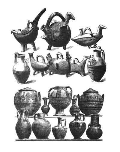 古代插图-花瓶从腓尼基人的坟墓在达尔