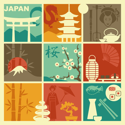 日本的图标。矢量图