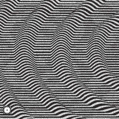 波浪的背景。黑白颗粒点状设计。点彩图案带有视错觉。点画矢量插图。
