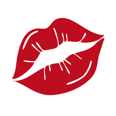 Red female lips isolated on a white background. ve