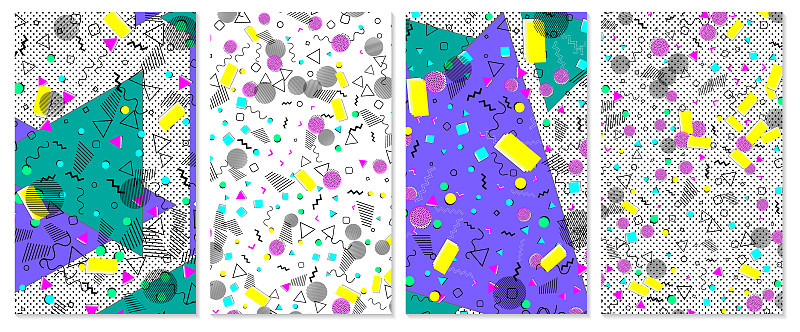 Set of abstract pattern. Pop art color background.