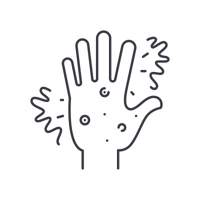Itching and rash icon, linear isolated illustratio
