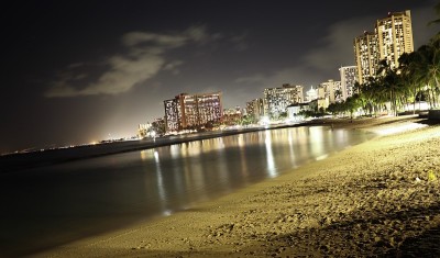 全景夜景怀基基海滩