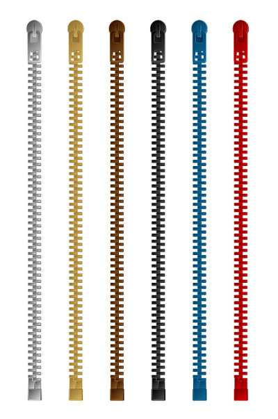 Zipper (fastener) vector illustration set (color v