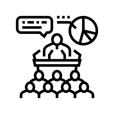 政治竞选线图标矢量插图