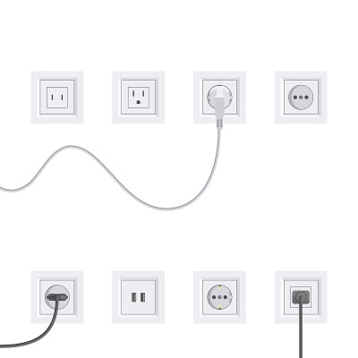 Electric sockets set in flat style, vector